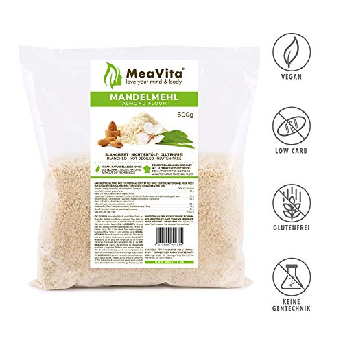 Harina de almendras MeaVita, natural, escaldada, 1 envase (1 x 500g) en bolsa