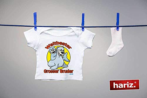 Hariz Baby Camiseta del mejor hermano del mundo, león marino, cumpleaños, hermano, bebé Plus, tarjeta de regalo de algodón de azúcar rosa, 9 – 15 meses/70 – 79 cm