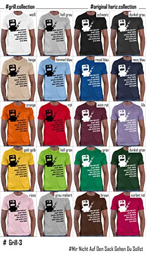 Hariz – Camiseta para hombre con texto "Mir Nicht Auf Den Sack Gehen Du Sollst Grillen con texto en alemán "Mir Nicht auf den Sack" gris XXL