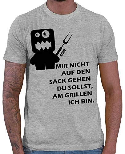 Hariz – Camiseta para hombre con texto "Mir Nicht Auf Den Sack Gehen Du Sollst Grillen con texto en alemán "Mir Nicht auf den Sack" gris XXL