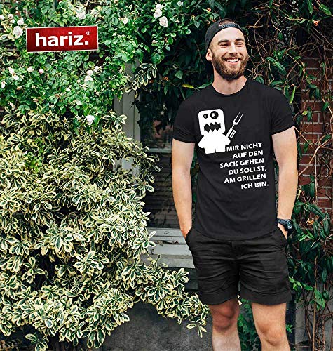 Hariz – Camiseta para hombre con texto "Mir Nicht Auf Den Sack Gehen Du Sollst Grillen con texto en alemán "Mir Nicht auf den Sack" gris XXL