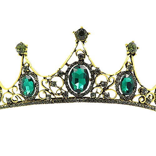 Haut Verde Corona Tiara, Verde Cristal Tiara, Verde Tiara, Verde Cristal Corona Tiara, Il Peut être Utilisé Comme Cadeau D'anniversaire et Couronne Rétro (or et Vert Anciens)