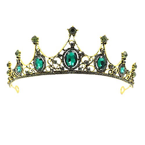 Haut Verde Corona Tiara, Verde Cristal Tiara, Verde Tiara, Verde Cristal Corona Tiara, Il Peut être Utilisé Comme Cadeau D'anniversaire et Couronne Rétro (or et Vert Anciens)