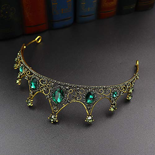 Haut Verde Corona Tiara, Verde Cristal Tiara, Verde Tiara, Verde Cristal Corona Tiara, Il Peut être Utilisé Comme Cadeau D'anniversaire et Couronne Rétro (or et Vert Anciens)