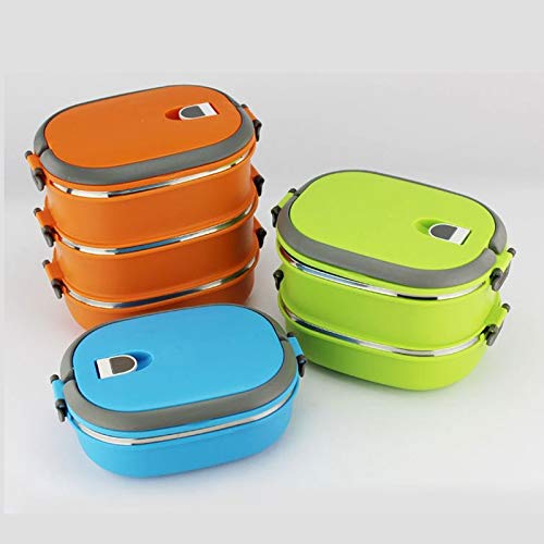 HCTX Multicapa Caliente Almuerzo Bento Box Lunch Box Acero Inoxidable difícil Tazón Recipiente de Calentamiento niños sartenes Bolsas Fiambrera,Green,4