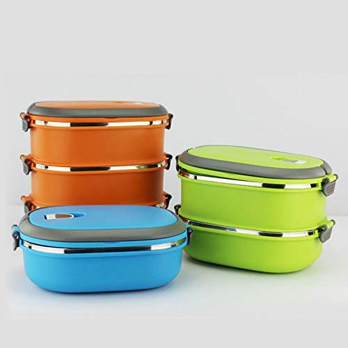 HCTX Multicapa Caliente Almuerzo Bento Box Lunch Box Acero Inoxidable difícil Tazón Recipiente de Calentamiento niños sartenes Bolsas Fiambrera,Green,4