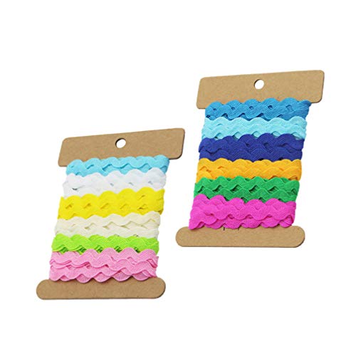 Healifty 2 rollos RIC Rac Trim cinta de poliéster cinta de regalo cinta de regalo para manualidades, boda nupcial cinturón pelo corona bebé ducha estilo embalaje 1