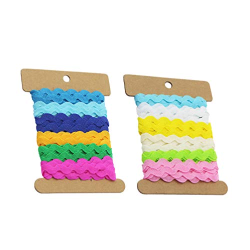 Healifty 2 rollos RIC Rac Trim cinta de poliéster cinta de regalo cinta de regalo para manualidades, boda nupcial cinturón pelo corona bebé ducha estilo embalaje 1