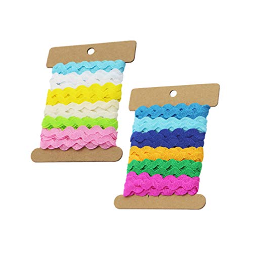 Healifty 2 rollos RIC Rac Trim cinta de poliéster cinta de regalo cinta de regalo para manualidades, boda nupcial cinturón pelo corona bebé ducha estilo embalaje 1