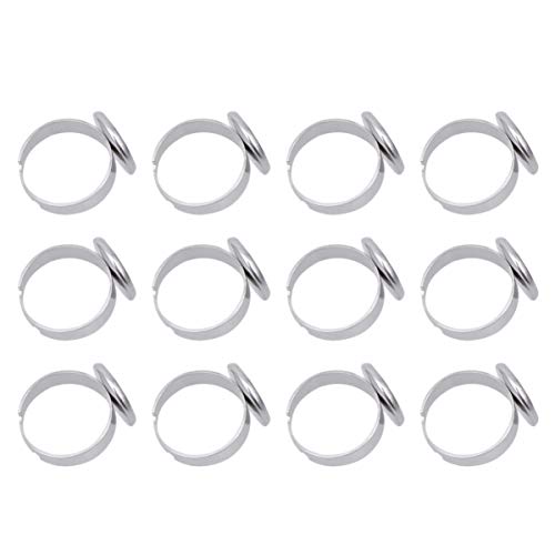 Healifty 20 piezas 12mm anillo en blanco bases de acero inoxidable cabujón anillo bisel espacios en blanco para joyería diy haciendo plata