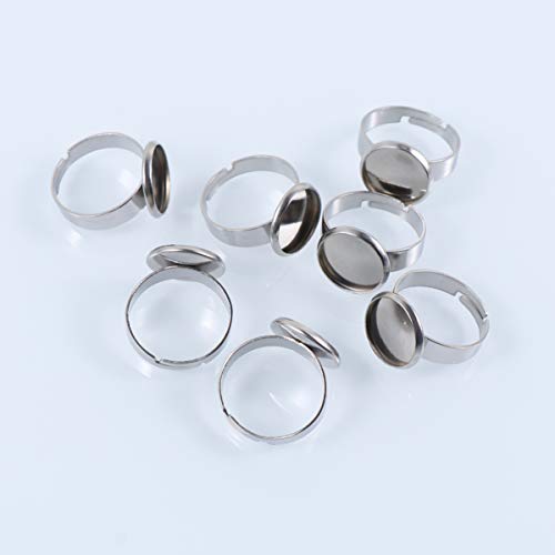 Healifty 20 piezas 12mm anillo en blanco bases de acero inoxidable cabujón anillo bisel espacios en blanco para joyería diy haciendo plata