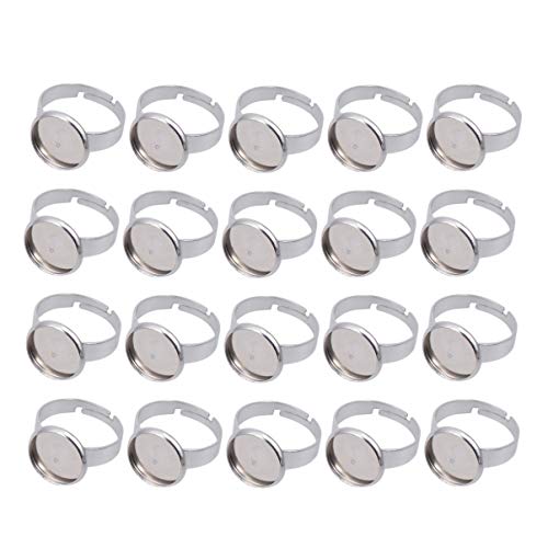 Healifty 20 piezas 12mm anillo en blanco bases de acero inoxidable cabujón anillo bisel espacios en blanco para joyería diy haciendo plata