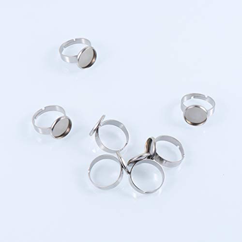 Healifty 20 piezas 12mm anillo en blanco bases de acero inoxidable cabujón anillo bisel espacios en blanco para joyería diy haciendo plata