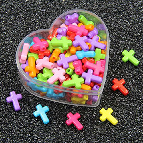 Healifty Cuentas Cruzadas de acrílico de 100pcs Colgante Grueso del Color Mezclado Colgante para la fabricación de la joyería del Collar