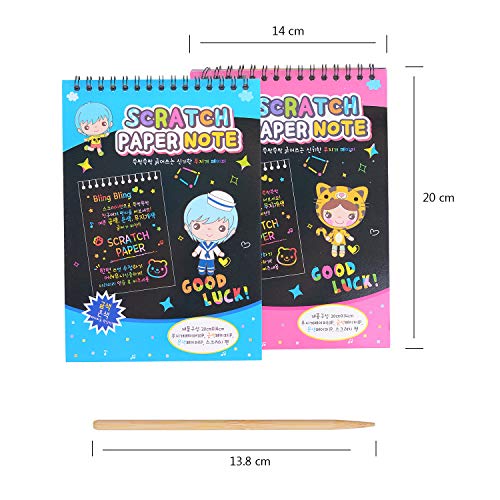 HellDoler Manualidades para Niños,Manualidades para Rascar Scratch Art 4 Cuadernos para Dibujar Papel de Rascar Incluye 4 Lápices de Madera