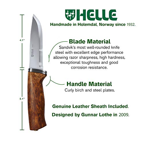 Helle Outdoormesser Alden - Cuchillo de hoja fija, color marrón