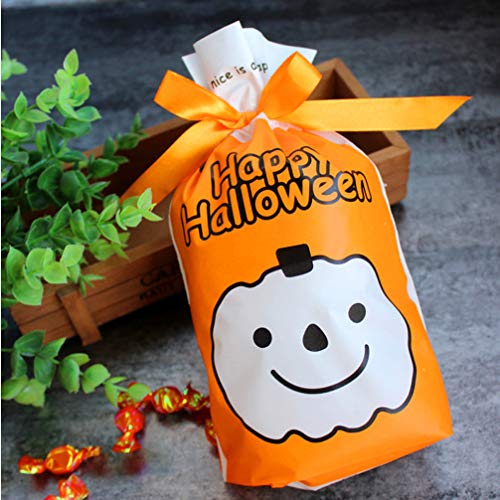 Hemoton 100 Piezas Bolsa de Embalaje de la Impresión Calabaza Bolsa con Cordón para Bombones Dulces Galletas Regalos