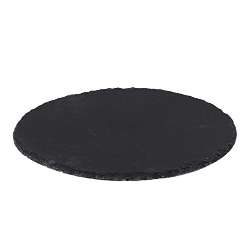 Hemoton Tabla de Quesos Piedra Pizarra Pizarra Bandeja para Servir Gourmet Bandeja de Embutidos Redonda Plato de Sushi Bandeja de Barbacoa para Carnes Aperitivos Frutas Secas 25Cm (Negro)