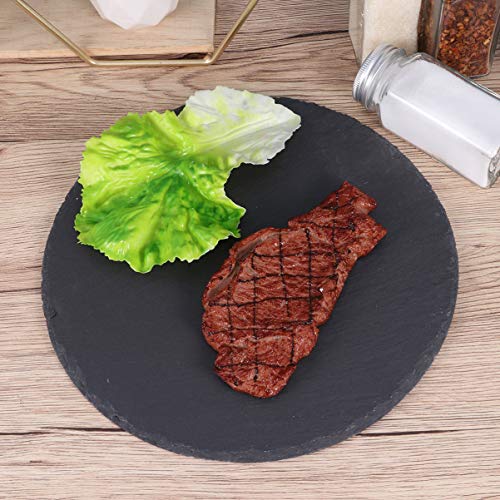 Hemoton Tabla de Quesos Piedra Pizarra Pizarra Bandeja para Servir Gourmet Bandeja de Embutidos Redonda Plato de Sushi Bandeja de Barbacoa para Carnes Aperitivos Frutas Secas 25Cm (Negro)