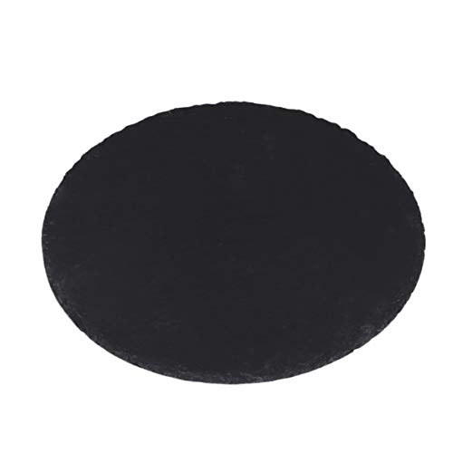 Hemoton Tabla de Quesos Piedra Pizarra Pizarra Bandeja para Servir Gourmet Bandeja de Embutidos Redonda Plato de Sushi Bandeja de Barbacoa para Carnes Aperitivos Frutas Secas 25Cm (Negro)