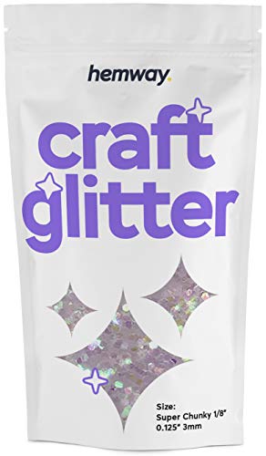 Hemway Craft Glitter – Super Chunky 1/8 "0.125" (3 mm) – Brillo para manualidades, vasos, escuelas, papel de cristal, decoraciones de bricolaje – 100 g – Madre de perla