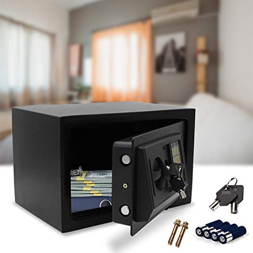 Hengda Caja Fuerte electrónica 31x20x20 cm para Oficina o Uso doméstico Caja de Seguridad para Montaje en Pared o Suelo