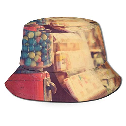 Henry Anthony Sombrero Fisher, Gamble Eggs en Vintage Gumball Machine en el mostrador de Vidrio en la Tienda de comestibles Bucket Hat One Szie Boonie Cap