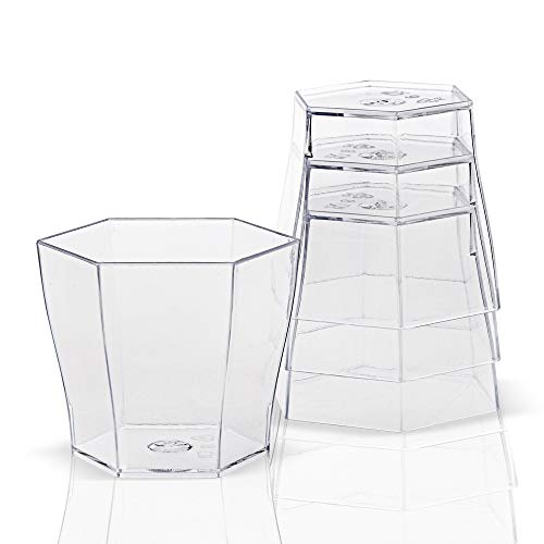 HenShiXin Afectará Promoción - Fiesta Proveedores, Desechables vajilla de plástico, 55 * 45mm / 60 ml Transparente de Cristal Hexagonal Mini Postre Copa, 20 / Paquete Gusto (Color : Light Grey)