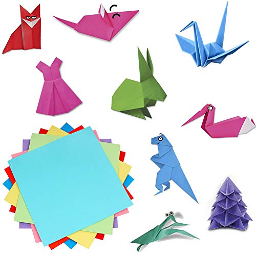 HEOCAKR Papel para Papiroflexia, 100 Hojas Papel de Origami 15 x 15 cm 10 Colores para Manualidades DIY Proyectos de Artes y Manualidades, Cuadrado Color Papel Plegable