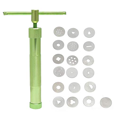 HERCHR 21Pcs Fondant Tools Set Cake Sculpture Polymer Clay Cutters Exprimidor de Barro Extrusora de Barro Suministros para moldear Arcilla(Verde)