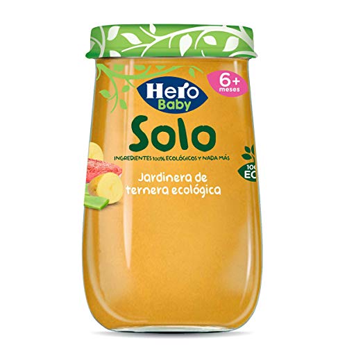 Hero Baby Solo Jardinera de Ternera Tarrito de Puré Ecológico Alimento para Bebés a partir de 6 meses, 190g, 1 unidad