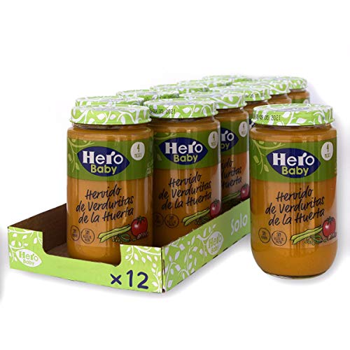 Hero Baby - Tarrito de Hervido de Verduritas de la Huerta, Ingredientes Naturales, para Bebés a Partir de los 4 Meses - Pack de 12 x 235 g