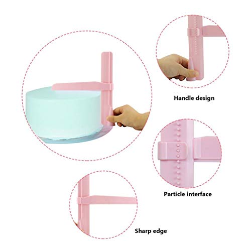 Herramientas de cocina y artefactos Pasteles raspador suave ajustable pasta de azúcar rosa espátulas Edge 23.5X20.5X4.5Cm Crema de nivelación Dispositivo de bricolaje para hornear pastelería,Rosado