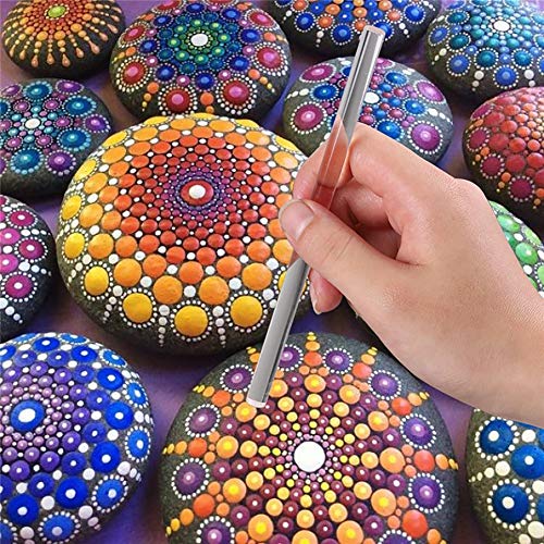 Herramientas de puntos, Bebester 19 piezas herramientas de punteo para pintura de roca Mandala Kit de pintura para rocas diferentes tamaños herramientas de pintura con plantillas de mandala y paleta