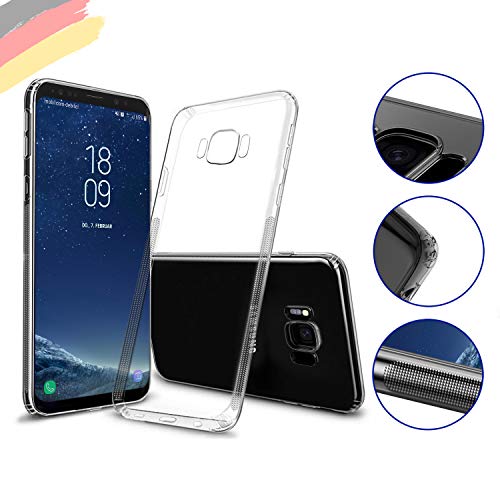 Hetcher Tech - Carcasa para Samsung Galaxy S8, silicona transparente, muchas ventajas, funda para teléfono móvil S8 – Liquid Slim Clear Case – Cover Bumper ultra fina