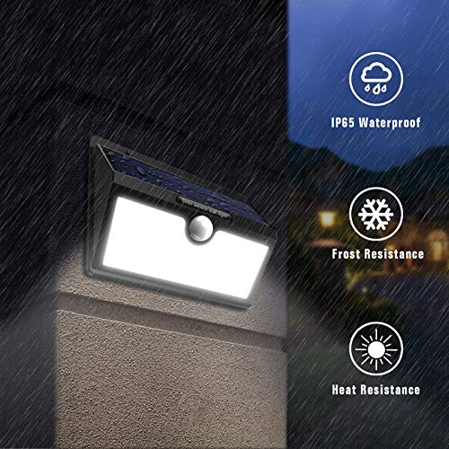 HETP Luz Solar/Foco Solar Exterior LED con Sensor de Movimiento 2000mAh Iluminación de Seguridad 2 Piezas Luces Solares/Lámpara Solar Exterior Inalámbrico Impermeable para Jardín, Garaje, Camino