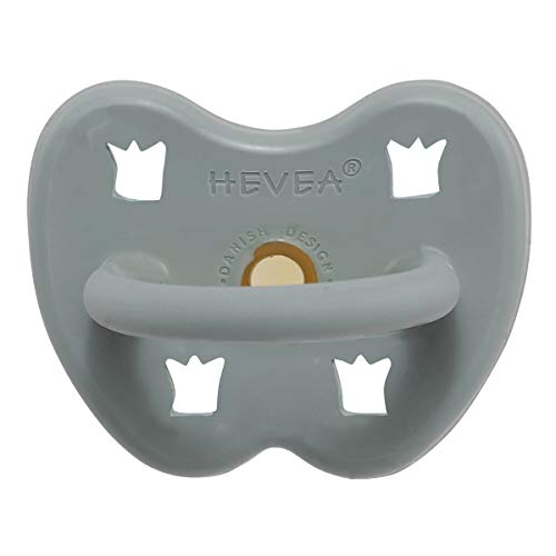 HEVEA Chupete – Caucho natural/gris Gorgeous, redondo/estrella y luna (a partir de 3 meses)