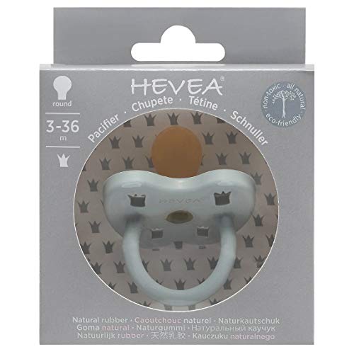 HEVEA Chupete – Caucho natural/gris Gorgeous, redondo/estrella y luna (a partir de 3 meses)