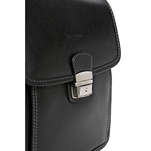 Hexagona - Bolso al hombro de Piel Lisa para hombre Negro Negro