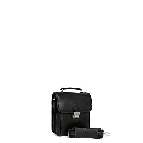 Hexagona - Bolso al hombro de Piel Lisa para hombre Negro Negro