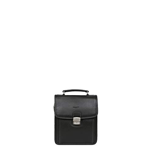 Hexagona - Bolso al hombro de Piel Lisa para hombre Negro Negro