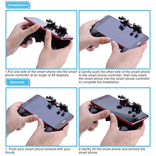 HEYSTOP AK66 PUBG Controlador de Dispositivo Móvil [Upgraded Version/Six-Finger Operation] Controlador Móvil Ajustable de Mano Smart Phone Gamepad para iOS y Android Varios Juegos (4 disparadores)