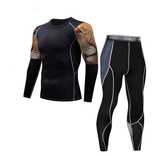 HFWJHH Conjunto Deportivo de 2 Piezas for Hombre, Ropa Deportiva for Correr deshidratada, Transpirable y de Secado rápido for Hombres, Medias de Manga Larga Pro (Color : C, Size : M)