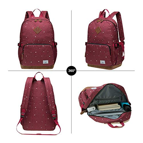 HFY Mujer Mochila, Escolar Mochila para portátil Multiusos Daypacks 14 Pulgadas, para Negocio,Viaje,Escuela,Hombre Mujer Trabajo Diario (Red-1)