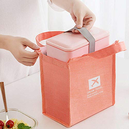 HHBACE Bolsa de Almuerzo de Moda para Acampar al Aire Libre Paquete de Alimentos con Aislamiento Universal Simple Color sólido Bolso marmita Rosa