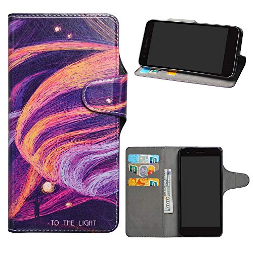 HHDY LG K8 2018 Funda, Diseño PU Cuero Libro Soporte Plegable y Ranuras para Tarjetas Dibujos Caso Cover para LG K8 2018 / K9 2018,Brilliant Purple