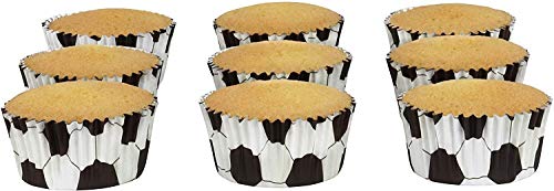 hhkty Fútbol Cupcake Cases, Papel de Aluminio Forrado, PK / 30