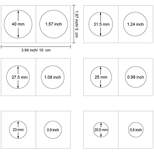 Hicarer 300 Piezas de Soporte de Moneda de Cartón Surtido de Flip Mega, 2 por 2 Pulgadas Funda de Moneda de Cartulina de Flip para Materiales de Colección de Monedas (6 Tamaños)