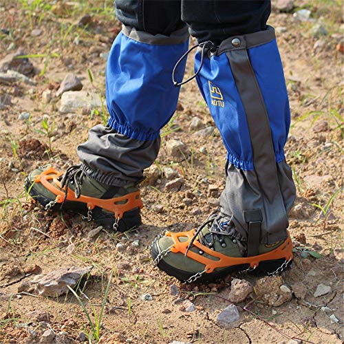 Hielo y nieve Grips 2 pares zapatos 8 dientes de tracción grapas del hielo nieve apretones de acero de manganeso crampones de esquí al aire libre de hielo nieve Senderismo Slip-resistentes de la cubie