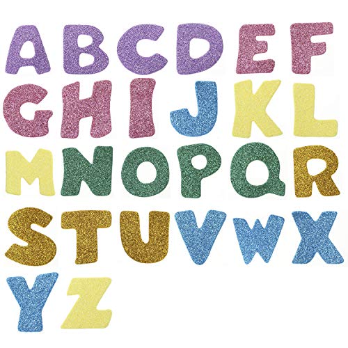 Hifot Pegatinas Glitter Foam Opciones y Colores autoadhesivos de Diferentes Opciones Etiquetas Adhesivas de Espuma Artesanal para niños Arts 5 Sets - Letras y Numeros